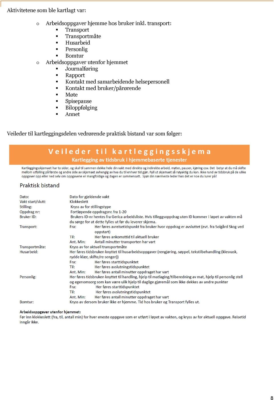 Journalføring Rapport Kontakt med samarbeidende helsepersonell Kontakt med bruker/pårørende