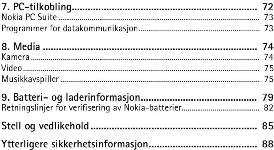 Batteri- og laderinformasjon.