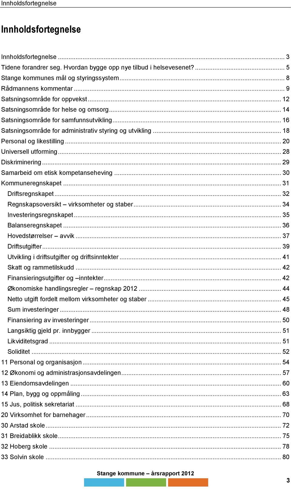 .. 18 Personal og likestilling... 20 Universell utforming... 28 Diskriminering... 29 Samarbeid om etisk kompetanseheving... 30 Kommuneregnskapet... 31 Driftsregnskapet.