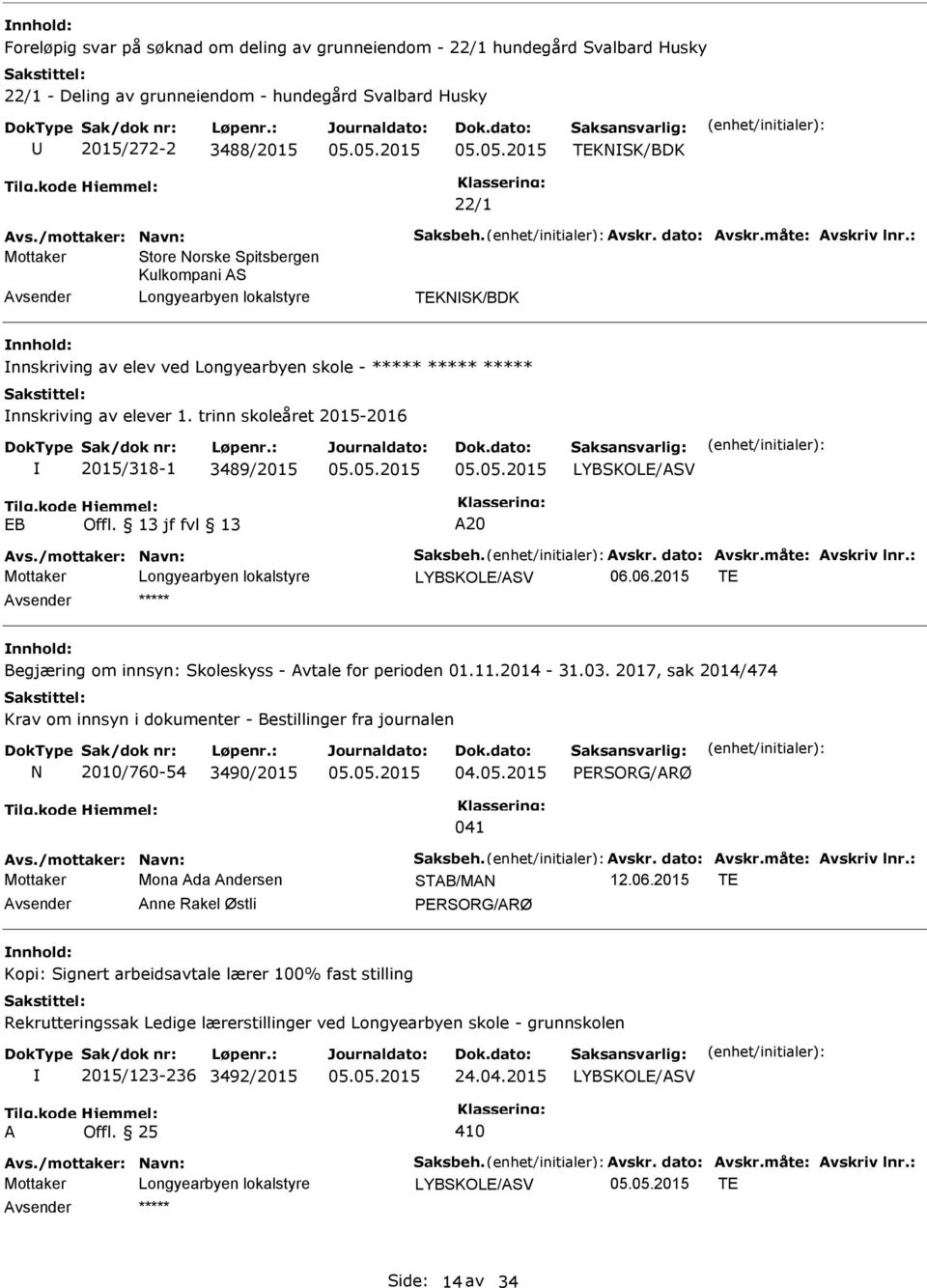 trinn skoleåret 2015-2016 2015/318-1 3489/2015 LYBSKOLE/SV EB Offl. 13 jf fvl 13 20 vs./mottaker: Navn: Saksbeh. vskr. dato: vskr.måte: vskriv lnr.: Mottaker LYBSKOLE/SV 06.