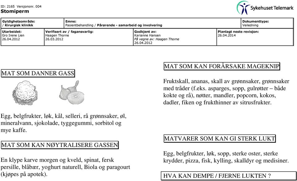 MAT SOM KAN FORÅRSAKE MAGEKNIP Fruktskall, ananas, skall av grønnsaker, grønnsaker med tråder (f.eks.