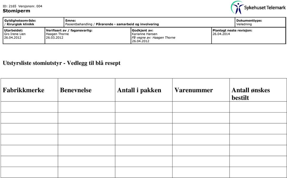 resept Fabrikkmerke Benevnelse