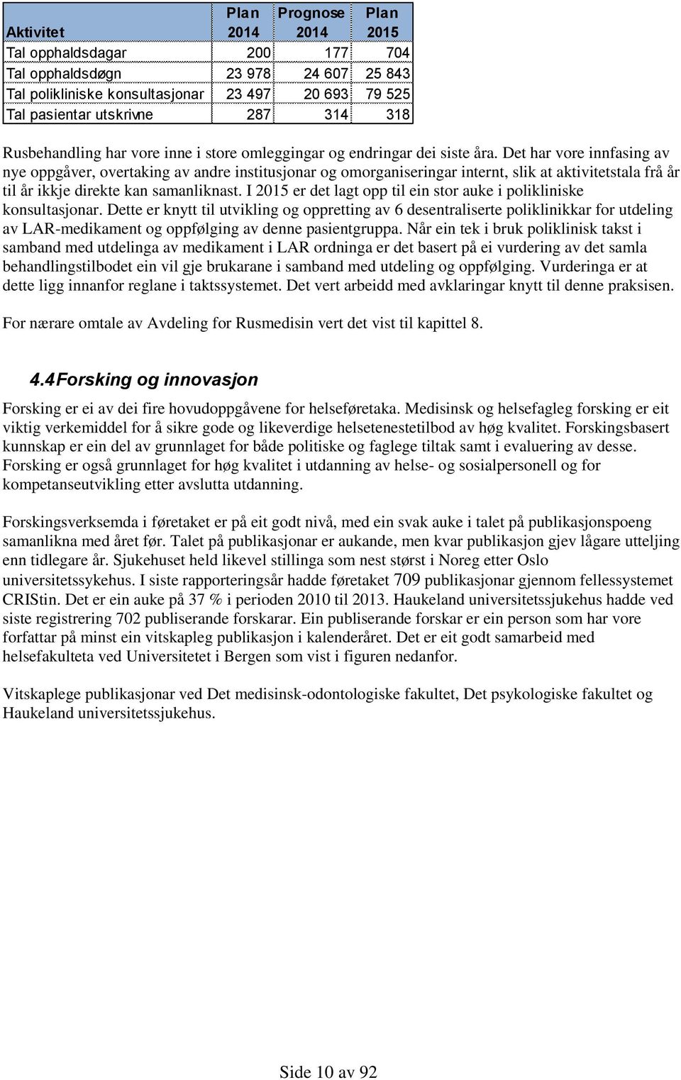 Det har vore innfasing av nye oppgåver, overtaking av andre institusjonar og omorganiseringar internt, slik at aktivitetstala frå år til år ikkje direkte kan samanliknast.