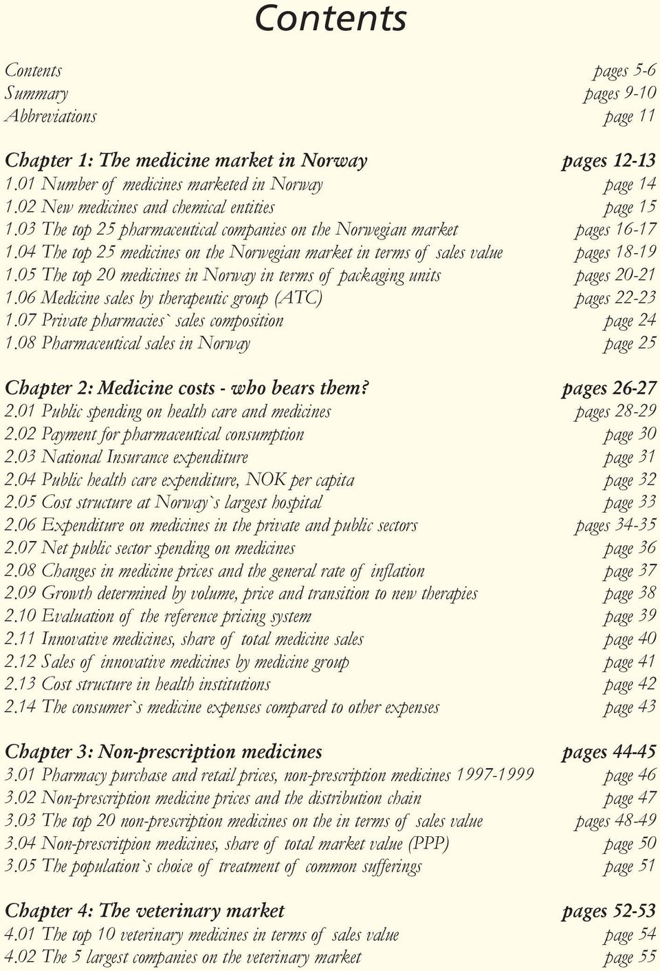 04 The top 25 medicines on the Norwegian market in terms of sales value pages 18-19 1.05 The top 20 medicines in Norway in terms of packaging units pages 20-21 1.