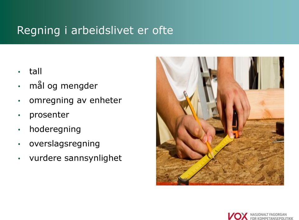 enheter prosenter hoderegning