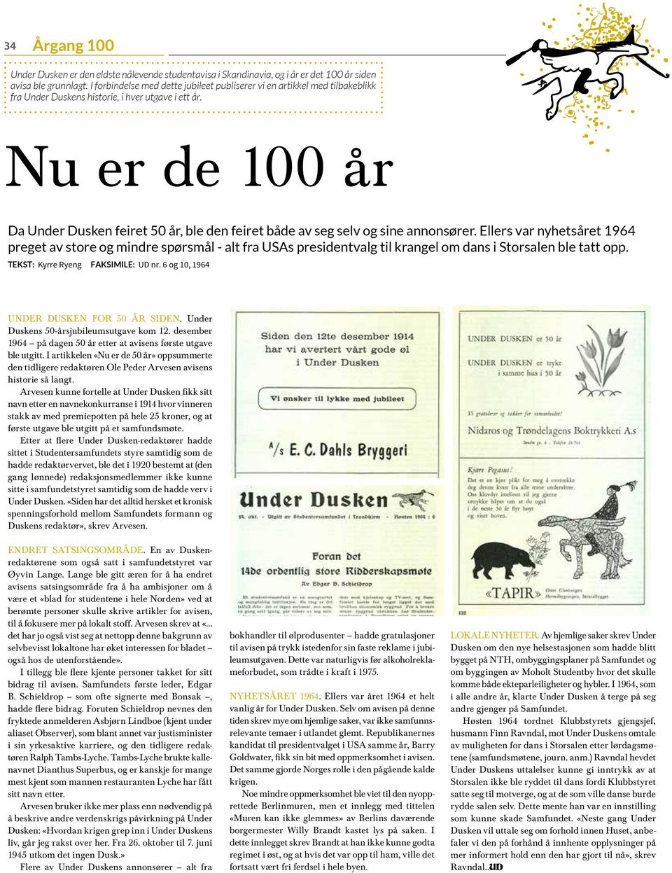 Nu er de 100 år Da Under Dusken feiret 50 år, ble den feiret både av seg selv og sine annonsører.