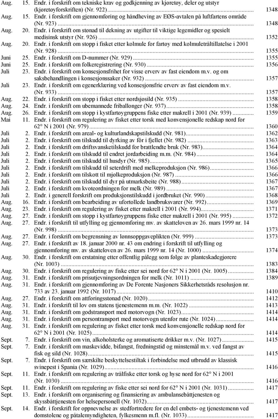 928)... 1355 Juni 25. Endr. i forskrift om D-nummer (Nr. 929)... 1355 Juni 25. Endr. i forskrift om folkeregistrering (Nr. 930)... 1356 Juli 23. Endr. i forskrift om konsesjonsfrihet for visse erverv av fast eiendom m.
