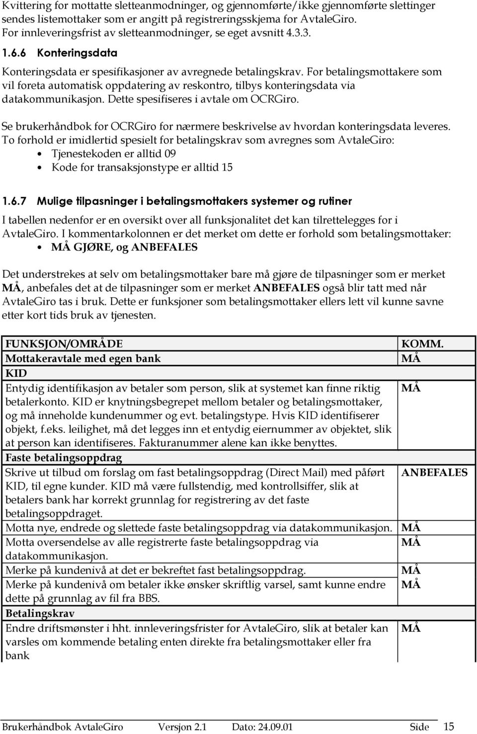 For betalingsmottakere som vil foreta automatisk oppdatering av reskontro, tilbys konteringsdata via datakommunikasjon. Dette spesifiseres i avtale om OCRGiro.