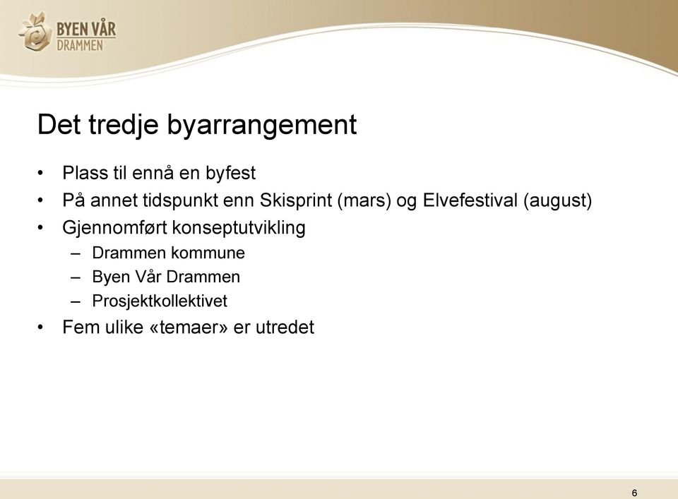 (august) Gjennomført konseptutvikling Drammen kommune
