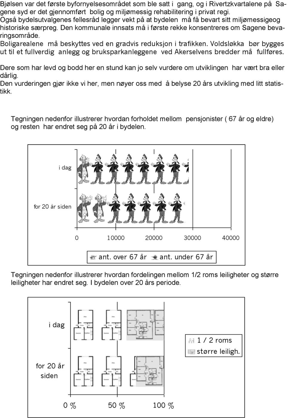 Boligarealene må beskyttes ved en gradvis reduksjon i trafikken. Voldsløkka bør bygges ut til et fullverdig anlegg og bruksparkanleggene ved Akerselvens bredder må fullføres.