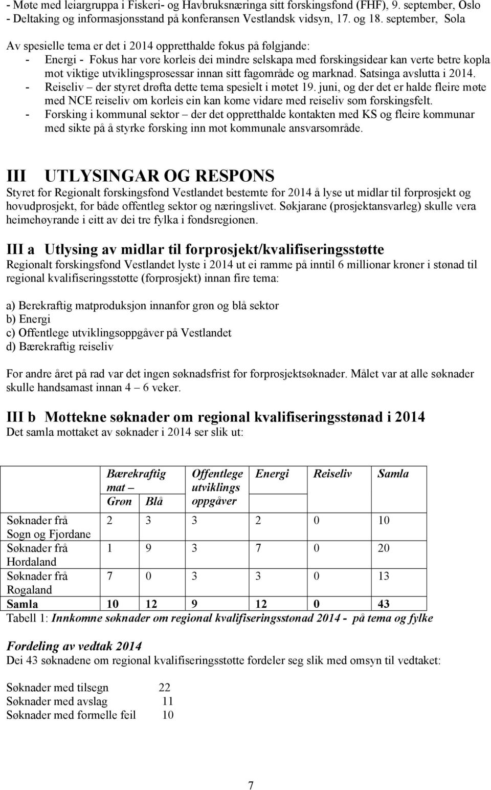 utviklingsprosessar innan sitt fagområde og marknad. Satsinga avslutta i 2014. - Reiseliv der styret drøfta dette tema spesielt i møtet 19.