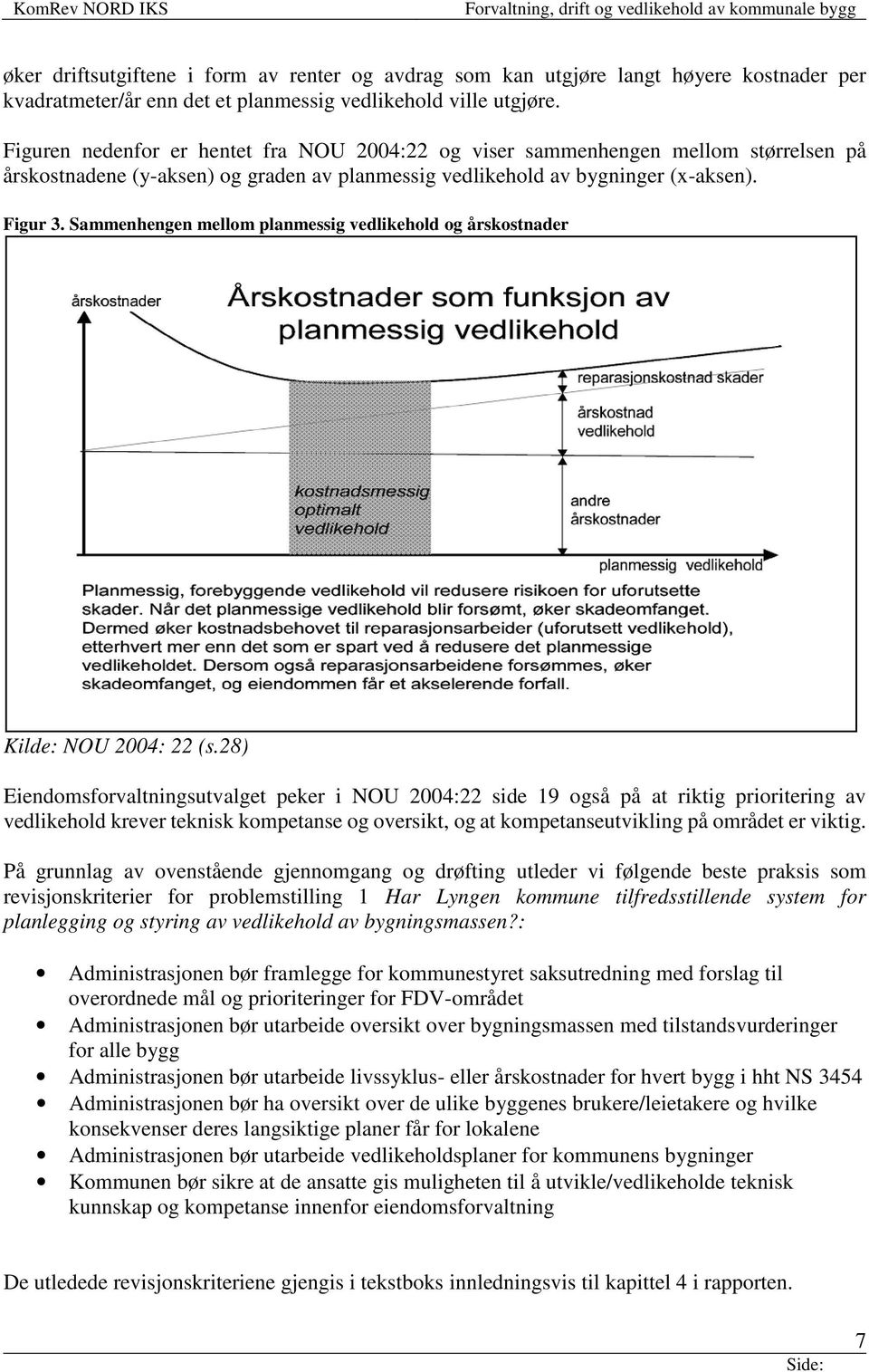 Sammenhengen mellom planmessig vedlikehold og årskostnader Kilde: NOU 2004: 22 (s.