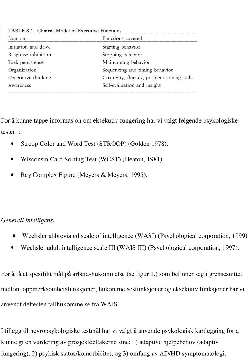 Wechsler adult intelligence scale III (WAIS III) (Psychological corporation, 1997). For å få et spesifikt mål på arbeidshukommelse (se figur 1.