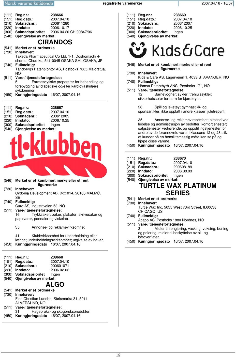 10 (210) Søknadsnr.: 200611280 (220) Inndato: 2006.10.17 (300) Søknadsprioritet 2006.04.