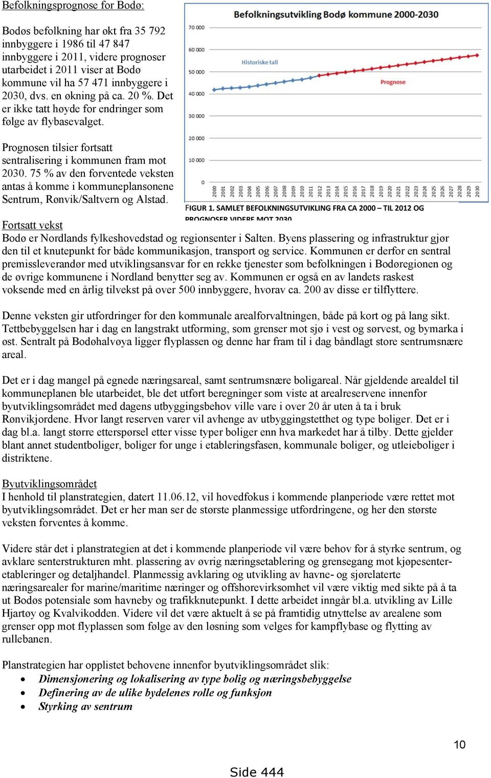 75 % av den forventede veksten antas å komme i kommuneplansonene Sentrum, Rønvik/Saltvern og Alstad. FIGUR 1.