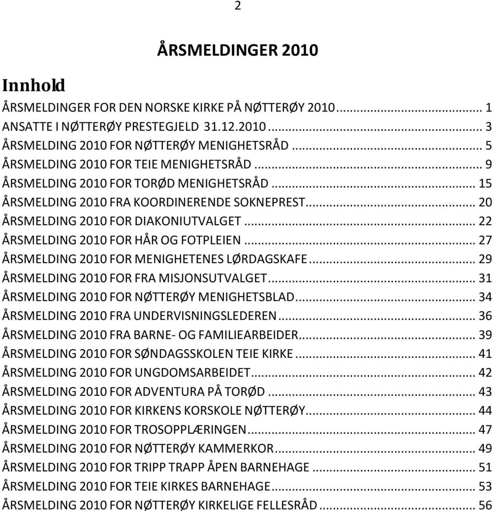 .. 22 ÅRSMELDING 2010 FOR HÅR OG FOTPLEIEN... 27 ÅRSMELDING 2010 FOR MENIGHETENES LØRDAGSKAFE... 29 ÅRSMELDING 2010 FOR FRA MISJONSUTVALGET... 31 ÅRSMELDING 2010 FOR NØTTERØY MENIGHETSBLAD.