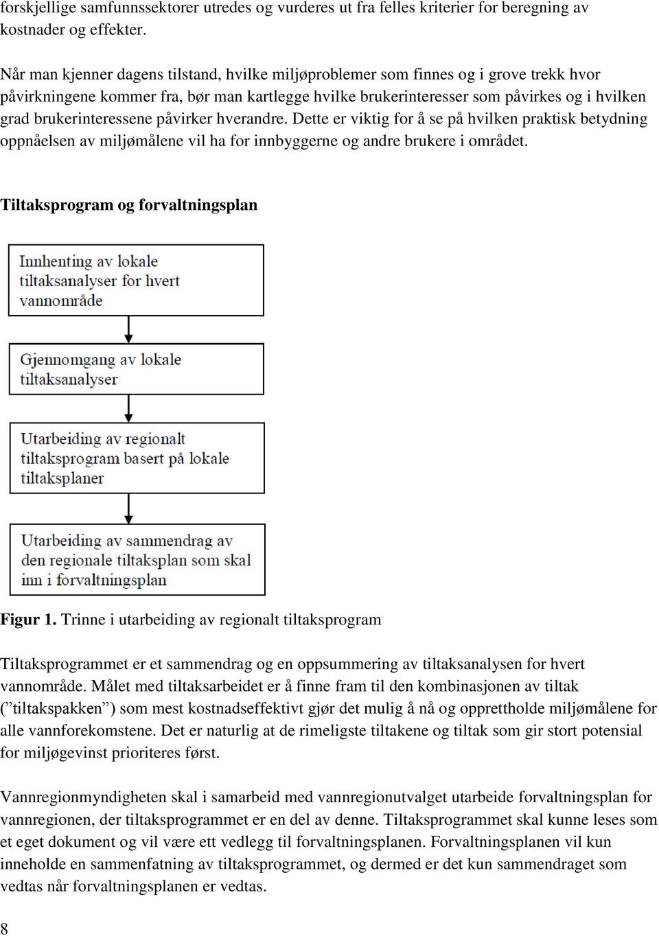 brukerinteressene påvirker hverandre. Dette er viktig for å se på hvilken praktisk betydning oppnåelsen av miljømålene vil ha for innbyggerne og andre brukere i området.