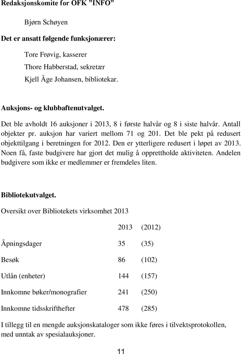 Den er ytterligere redusert i løpet av 2013. Noen få, faste budgivere har gjort det mulig å opprettholde aktiviteten. Andelen budgivere som ikke er medlemmer er fremdeles liten. Bibliotekutvalget.