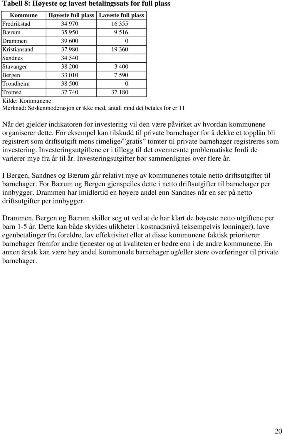 indikatoren for investering vil den være påvirket av hvordan kommunene organiserer dette.