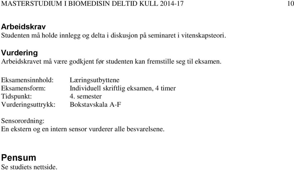 Eksamensinnhold: Eksamensform: Tidspunkt: Vurderingsuttrykk: Læringsutbyttene Individuell skriftlig eksamen, 4 timer 4.