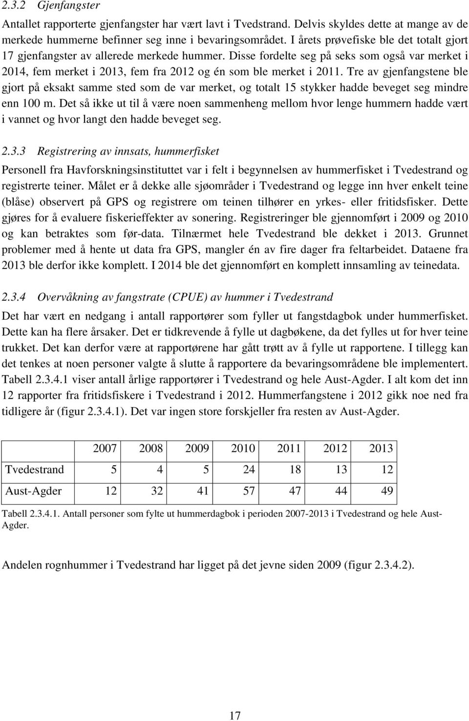 Tre av gjenfangstene ble gjort på eksakt samme sted som de var merket, og totalt 15 stykker hadde beveget seg mindre enn 100 m.