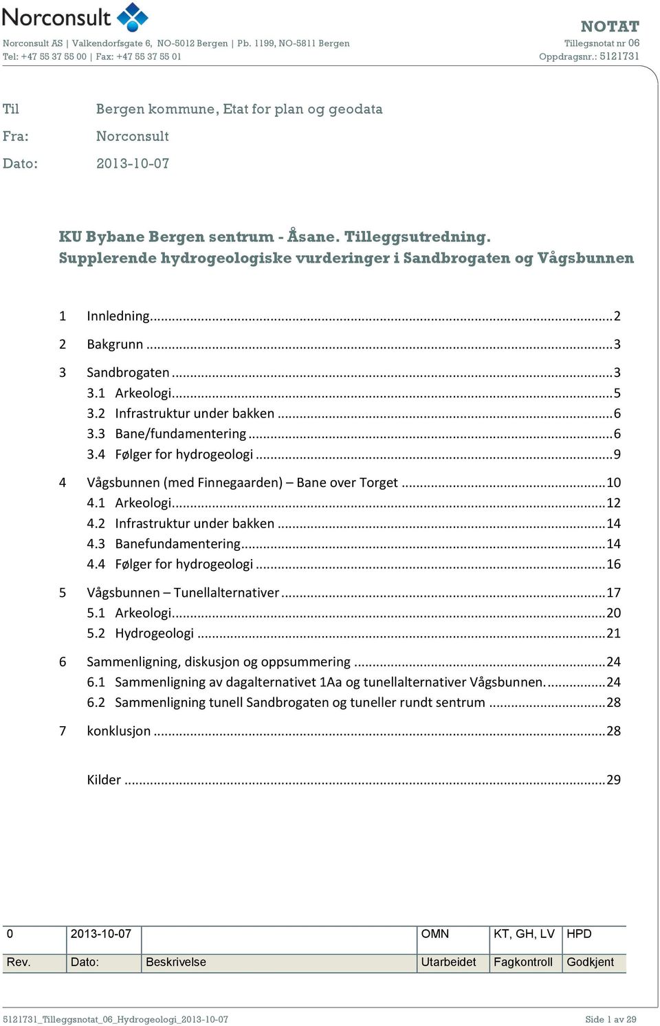 3 Bane/fundamentering... 6 3.4 Følger for hydrogeologi... 9 4 Vågsbunnen (med Finnegaarden) Bane over Torget... 10 4.1 Arkeologi... 12 4.2 Infrastruktur under bakken... 14 4.3 Banefundamentering.