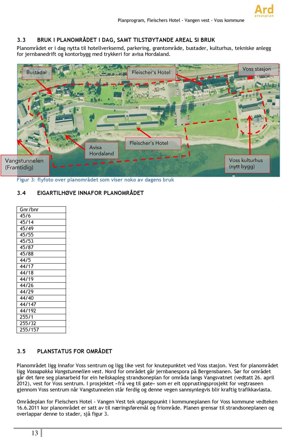 4 EIGARTILHØVE INNAFOR PLANOMRÅDET Gnr/bnr Eigar 45/6 ULLESTAD ODD SVERRE 45/14 FLEISCHER`S EIENDOM AS 45/49 FLEISCHER`S EIENDOM AS 45/55 JERNBANEVERKET 45/53 FLEISCHER`S EIENDOM AS 45/87 FLEISCHER