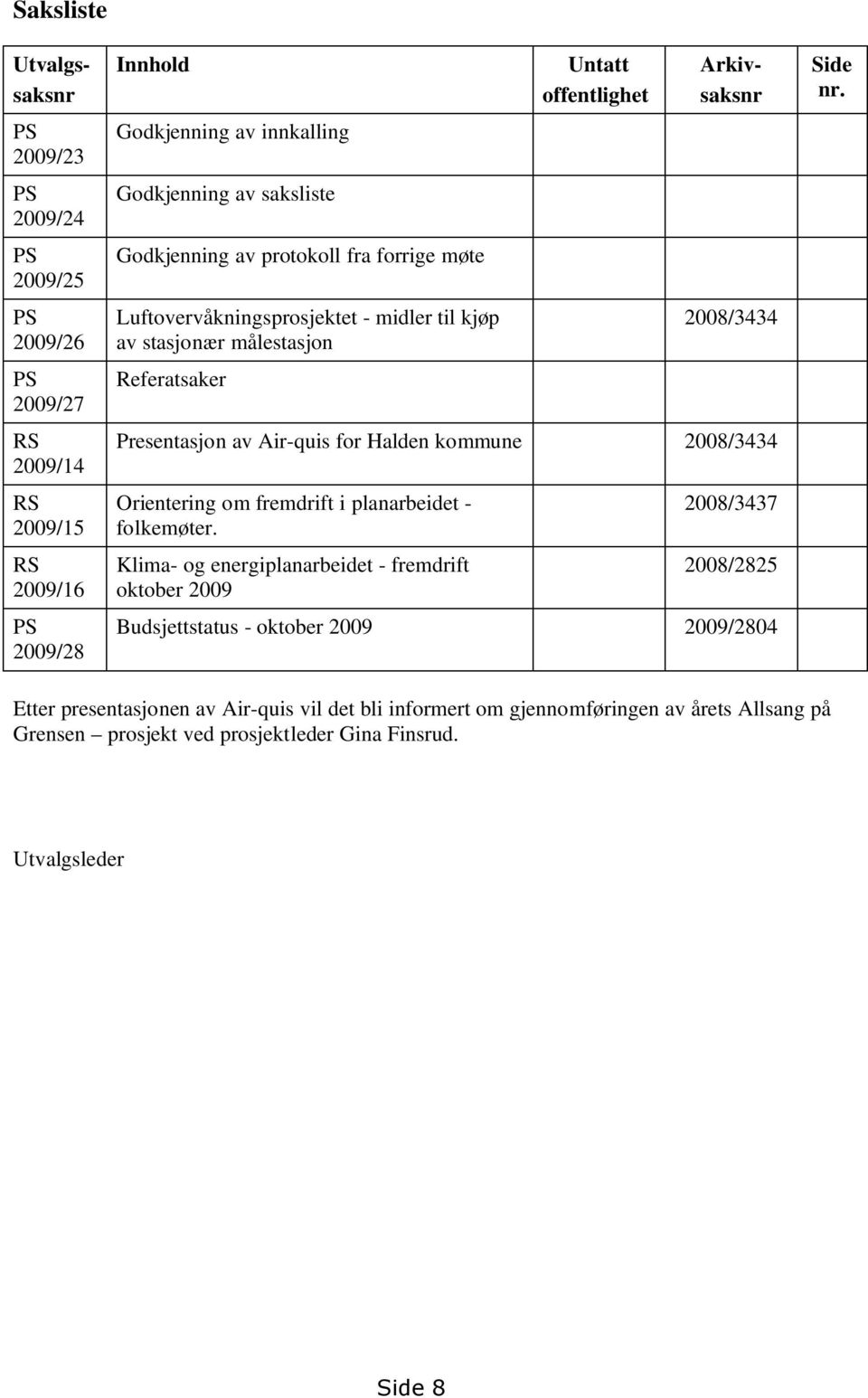 Halden kommune 2008/3434 Orientering om fremdrift i planarbeidet - folkemøter.