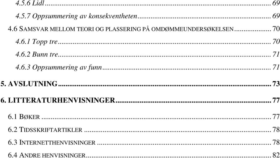 AVSLUTNING... 73 6. LITTERATURHENVISNINGER... 77 6.1 BØKER... 77 6.2 TIDSSKRIFTARTIKLER.