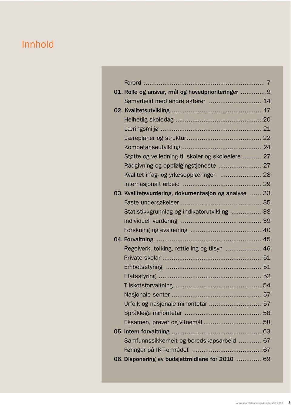 Kvalitetsvurdering, dokumentasjon og analyse... 33 Faste undersøkelser... 35. Statistikkgrunnlag og indikatorutvikling... 38 Individuell vurdering... 39. Forskning og evaluering... 40 04. Forvaltning.