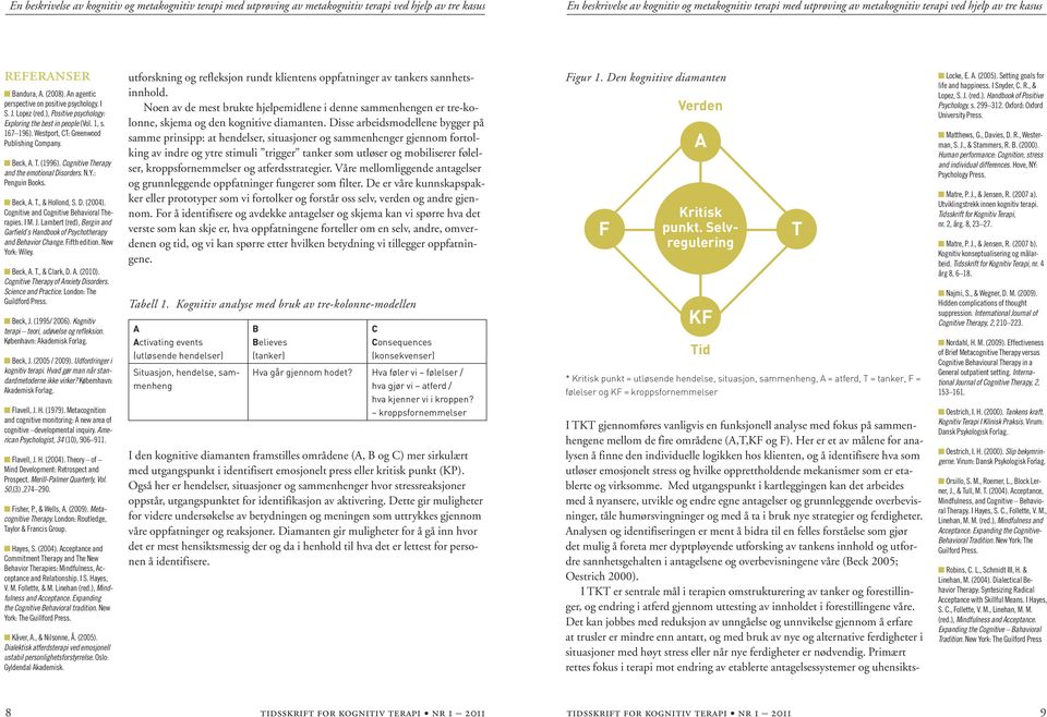 Westport, CT: Greenwood Publishing Company. n Beck, A. T. (1996). Cognitive Therapy and the emotional Disorders. N.Y.: Penguin Books. n Beck, A. T., & Hollond, S. D. (2004).