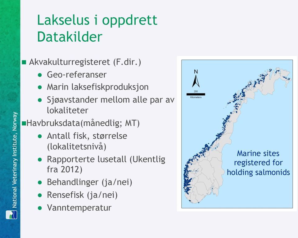 Havbruksdata(månedlig; MT) Antall fisk, størrelse (lokalitetsnivå) Rapporterte lusetall