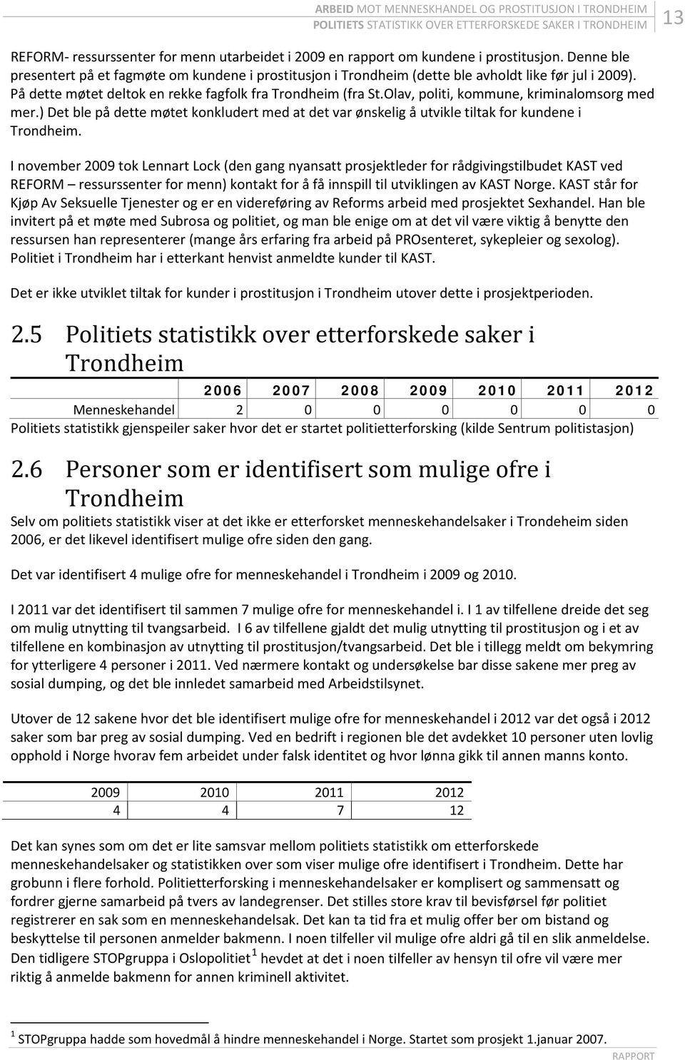 Olav, politi, kommune, kriminalomsorg med mer.) Det ble på dette møtet konkludert med at det var ønskelig å utvikle tiltak for kundene i Trondheim.