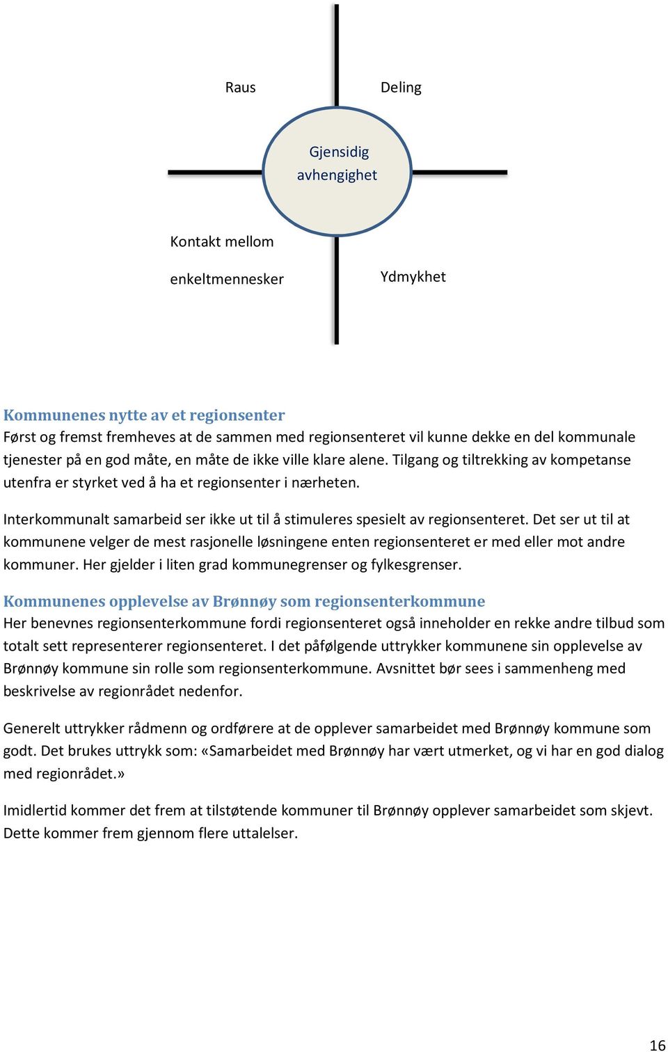 Interkommunalt samarbeid ser ikke ut til å stimuleres spesielt av regionsenteret. Det ser ut til at kommunene velger de mest rasjonelle løsningene enten regionsenteret er med eller mot andre kommuner.