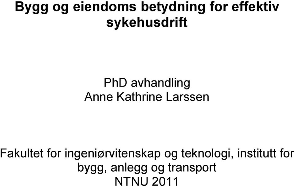 Larssen Fakultet for ingeniørvitenskap og