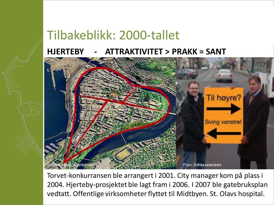 City manager kom på plass i 2004. Hjerteby-prosjektet ble lagt fram i 2006.