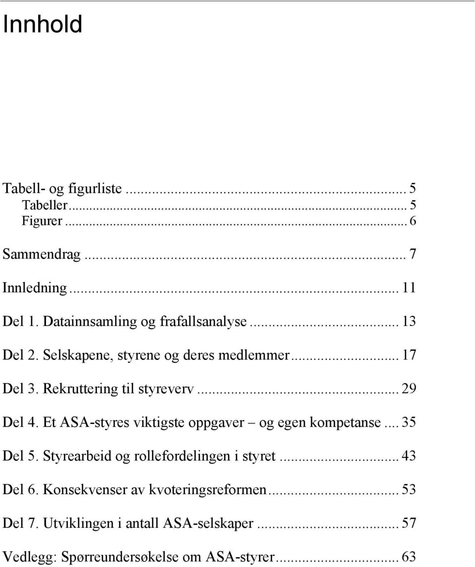 Rekruttering til styreverv... 29 Del 4. Et ASA-styres viktigste oppgaver og egen kompetanse... 35 Del 5.