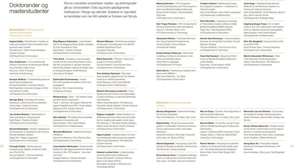 Computationally Efficient Framework for Mesoscopic Modeling of Particle Laden Flows Xing Cai / Omar Al-Khayat University of Gothenburg Kamyar Akhbari / Understanding network performance bottlenecks