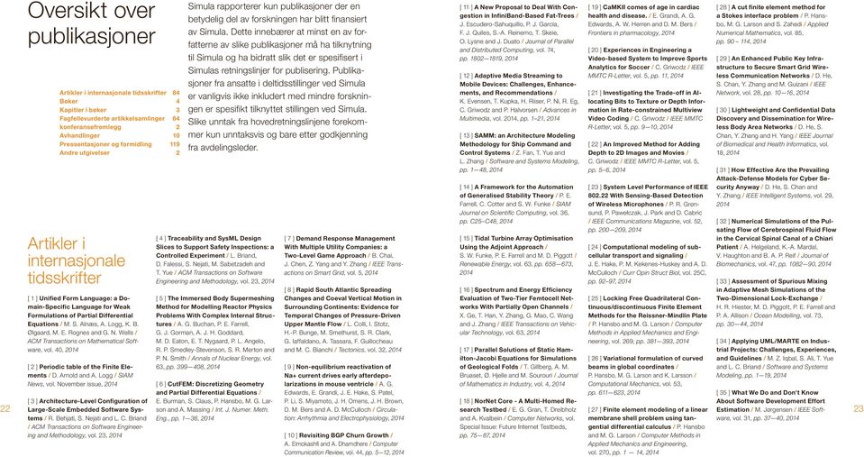 Publications 2 Articles Artikler i in International internasjonale Journals tidsskrifter [ 1 ] Unified Form Language: a Domain-Specific Language for Weak Formulations of Partial Differential