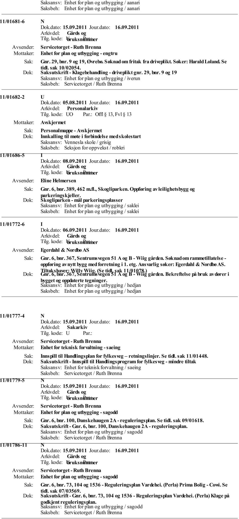 2011 Tilg. kode: UO Offl 13, Fvl 13 Personalmappe - Innkalling til møte i forbindelse med skolestart Saksansv: Vennesla skole / grisig Saksbeh: Seksjon for oppvekst / robkri 11/01686-5 I Dok.dato: 08.