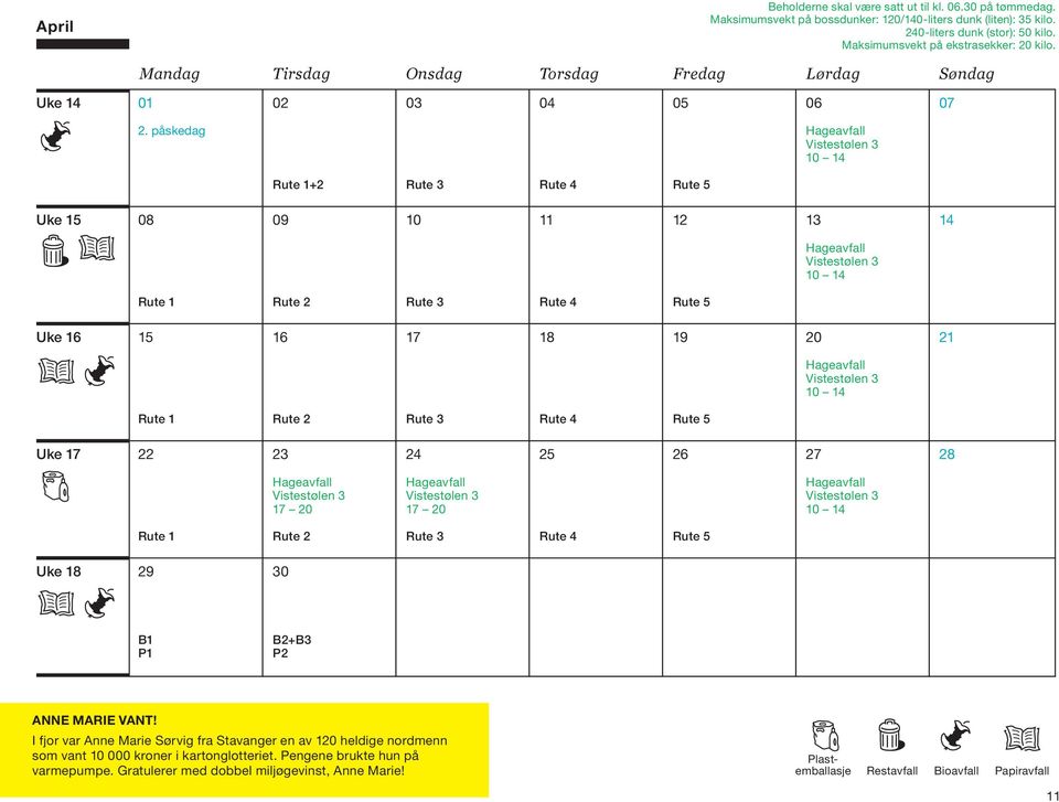 påskedag Hageavfall Vistestølen 3 10 14 +2 Uke 15 08 09 10 11 12 14 Hageavfall Vistestølen 3 10 14 Uke 16 15 16 17 18 19 21 Hageavfall Vistestølen 3 10 14 Uke 17 22 23 24 25 26 27 28 Hageavfall