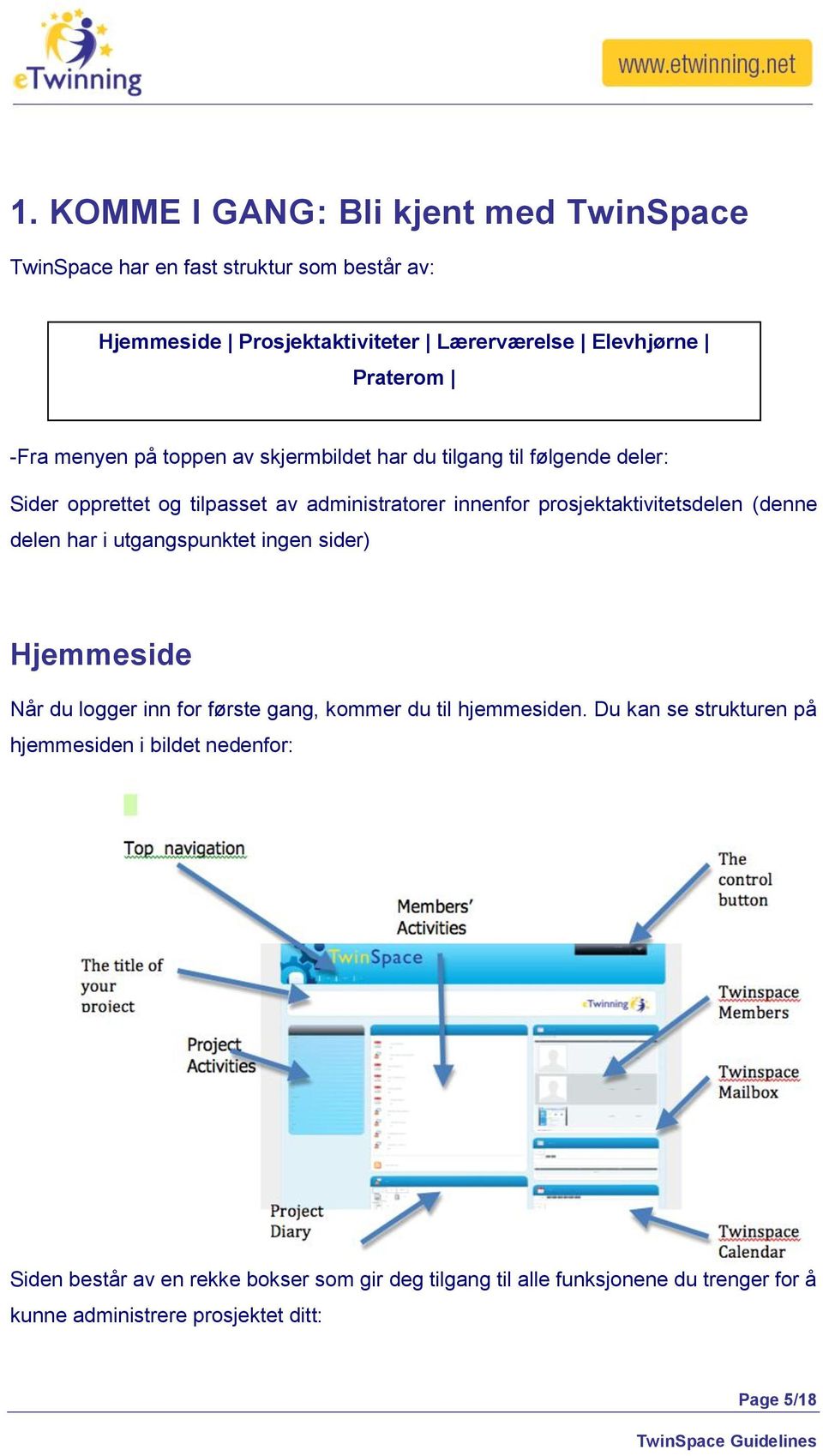 (denne delen har i utgangspunktet ingen sider) Hjemmeside Når du logger inn for første gang, kommer du til hjemmesiden.