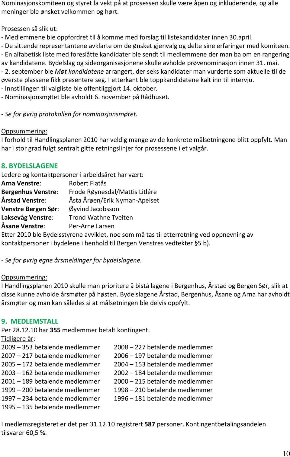 - De sittende representantene avklarte om de ønsket gjenvalg og delte sine erfaringer med komiteen.