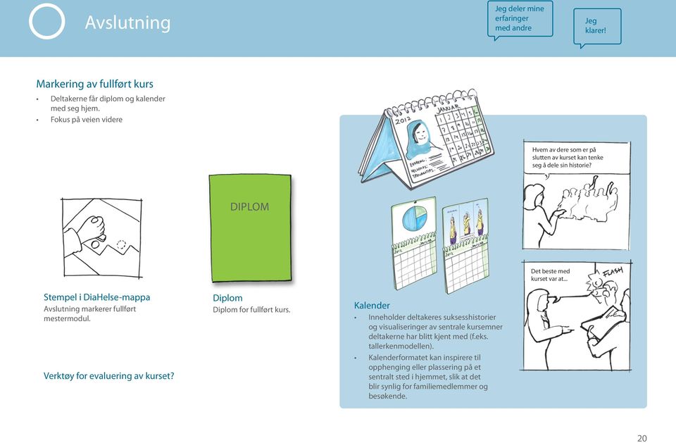 .. Stempel i DiaHelse-mappa Avslutning markerer fullført mestermodul. Verktøy for evaluering av kurset? Diplom Diplom for fullført kurs.