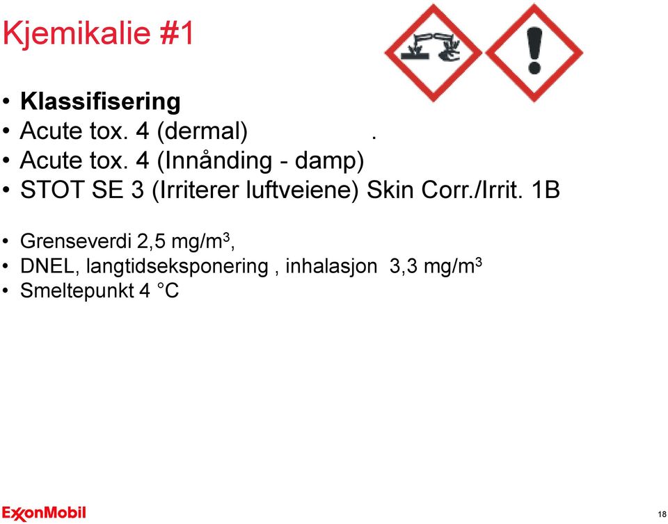 4 (Innånding - damp) STOT SE 3 (Irriterer luftveiene)