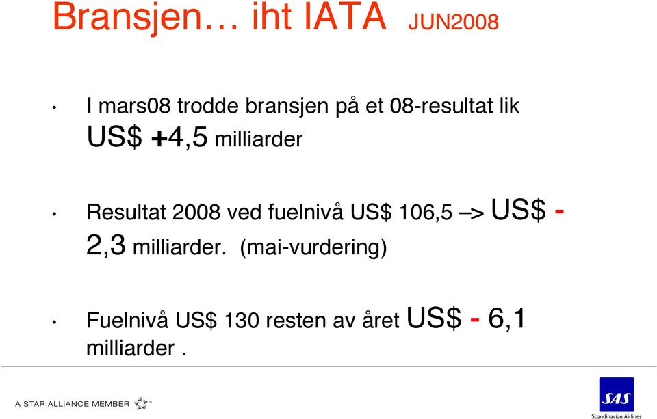 ved fuelnivå US$ 106,5 > US$ - 2,3 milliarder.