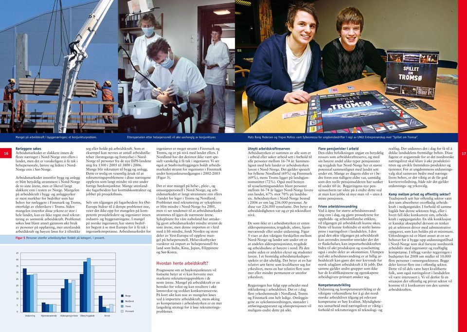 16 Rørleggere søkes Arbeidsmarkedet er slakkere innen de fleste næringer i Nord-Norge enn ellers i landet, men det er vanskeligere å få tak i helsepersonale, lærere og ledere i Nord- Norge enn i