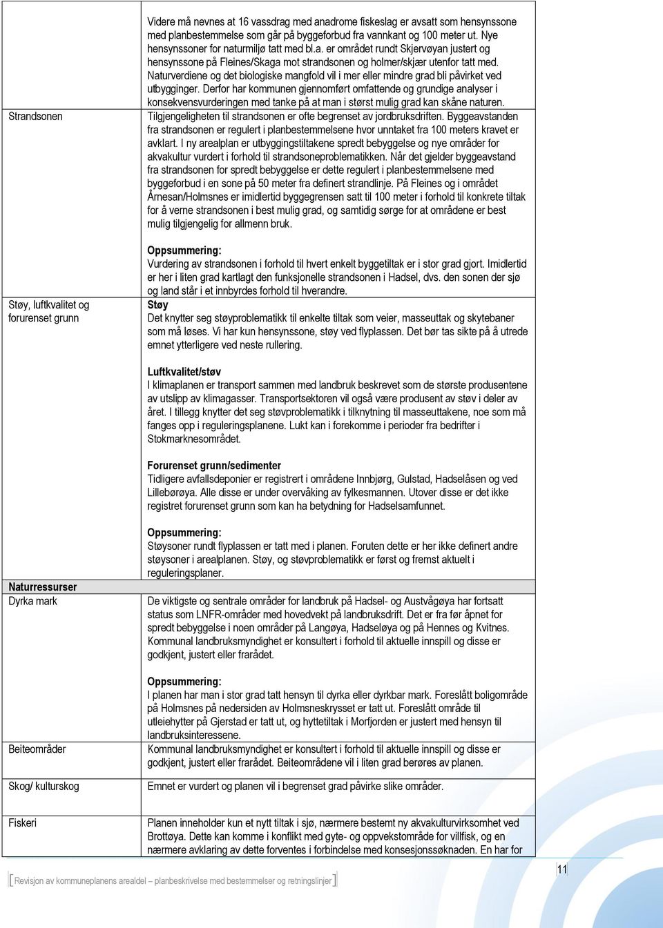 Naturverdiene og det biologiske mangfold vil i mer eller mindre grad bli påvirket ved utbygginger.