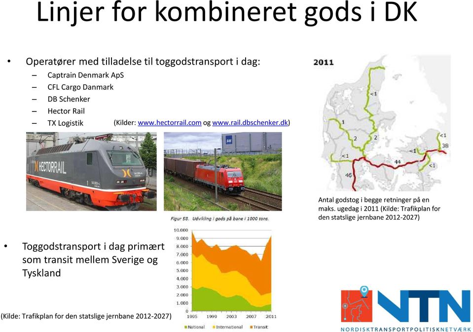 dk) Antal godstog i begge retninger på en maks.