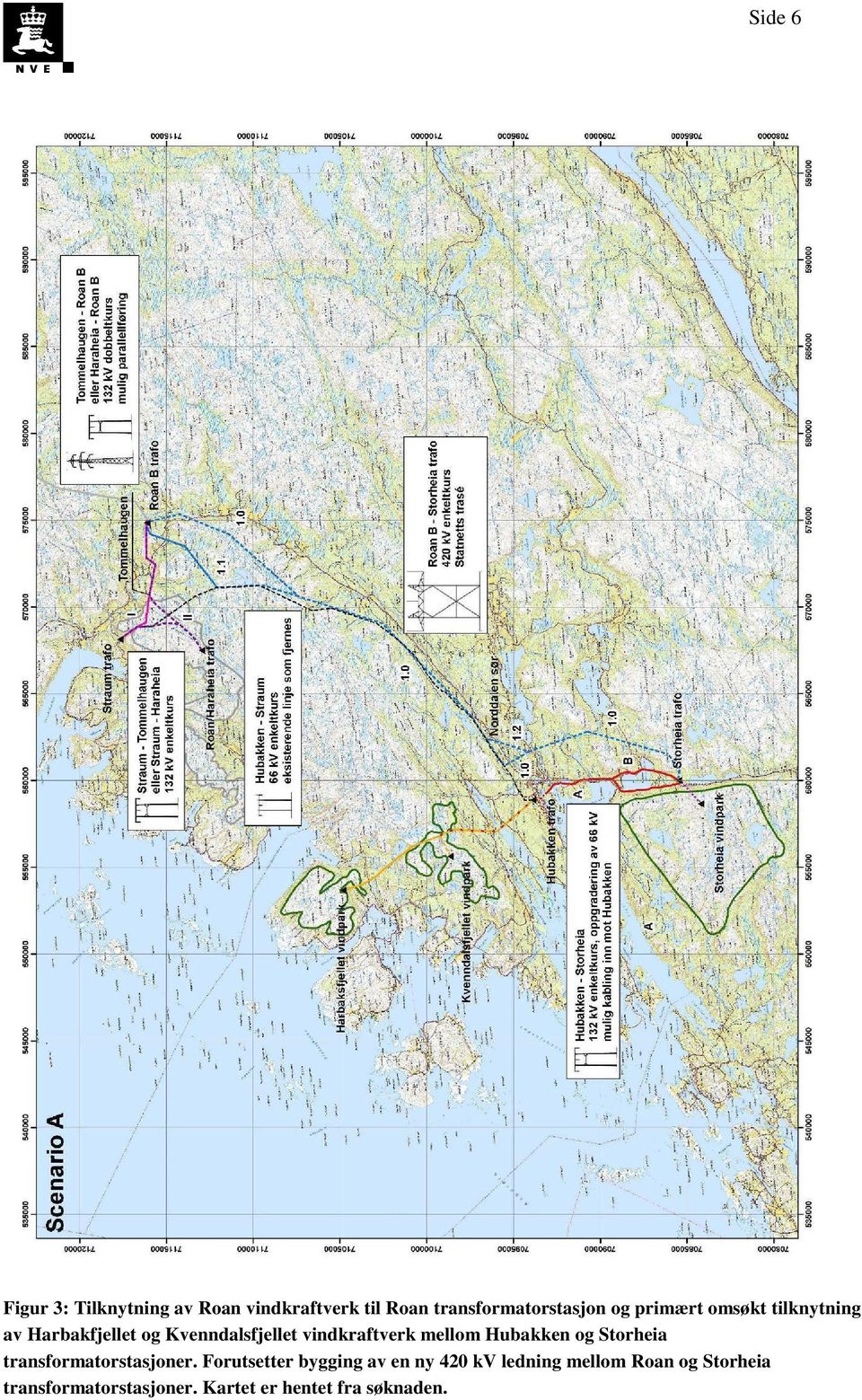 mellom Hubakken og Storheia transformatorstasjoner.